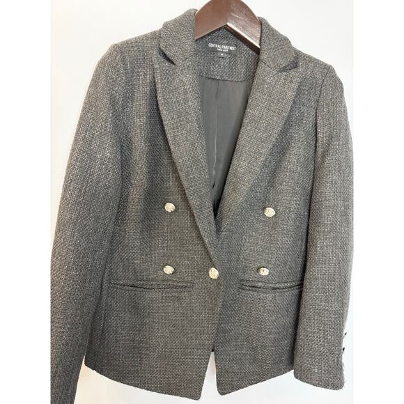 Central Park West Clarke Tweed Double Breasted Blazer Women's M Charcoal Black - Picture 11 of 15
